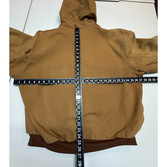 Vintage Carhartt Jacket Mens 2XL Brown Canvas Full Zip Hooded Thermal Coat JR106 - Picture 3 of 11